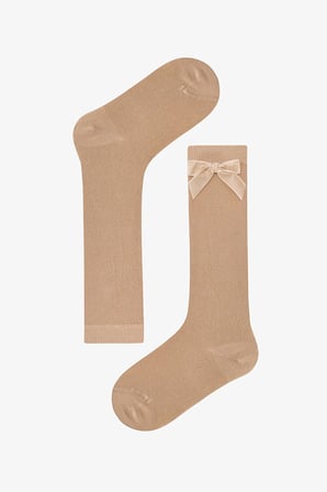 Kız Çocuk Brown Ribbon Pantolon Çorabı