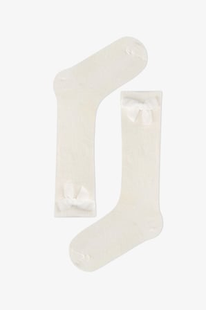 Kız Çocuk White Ribbon Pantolon Çorabı