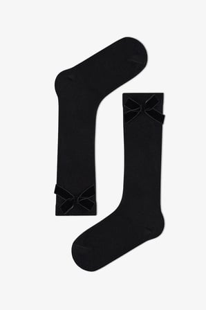 Kız Çocuk Black Ribbon Pantolon Çorabı