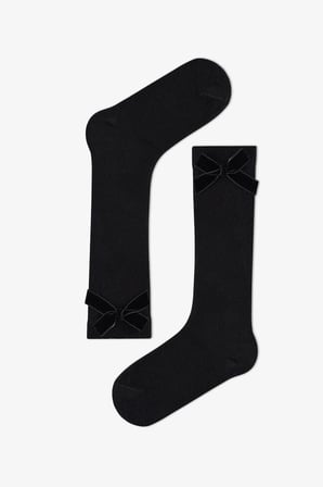 Kız Çocuk Black Ribbon Pantolon Çorabı