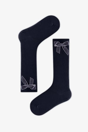 Kız Çocuk Navy Ribbon Pantolon Çorabı