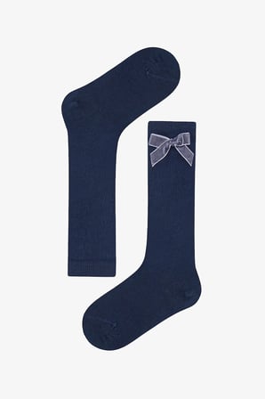 Kız Çocuk Navy Ribbon Pantolon Çorabı
