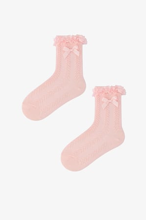Kız Çocuk Pembe Dantelli Soket Çorap