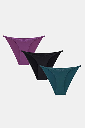 Micro Dantel Detaylı 3 lü Slip Külot
