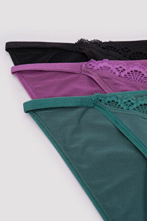 Micro Dantel Detaylı 3 lü Slip Külot