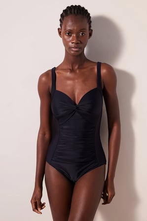 Basic Shirred Korseli Siyah Mayo