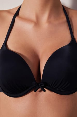 Push Up Destekli Siyah Bikini Üstü