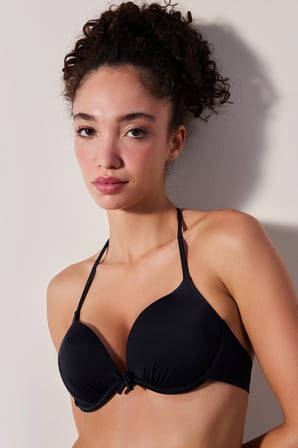 Push Up Destekli Siyah Bikini Üstü