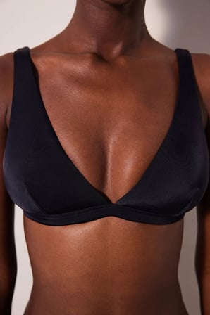 Basic Deep V Siyah Bikini Üstü