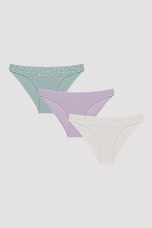 Whisper Lacy Dantel Çok Renkli 3lü Slip Külot