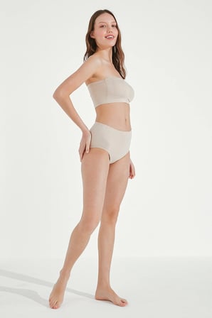 Basic Yüksek Bel Bej Slip Külot