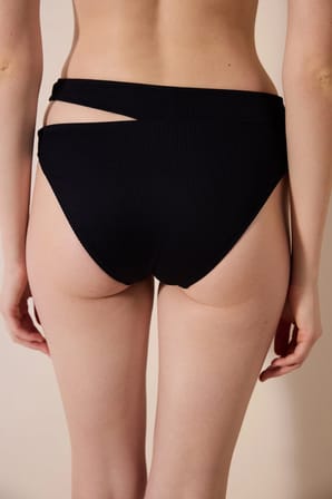 Brigett Cut Dokulu Siyah Bikini Altı