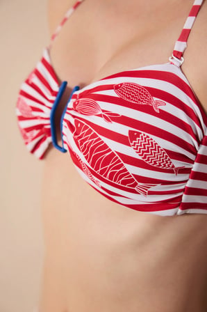 Finny Çizgili Straplez Bikini Üstü