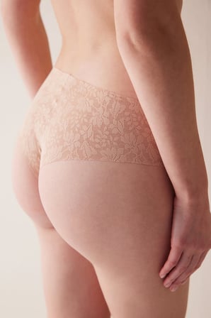 İz Bırakmaz Invisible Laser Cut Lacy Cheeky Dantel Bej Hipster Külot