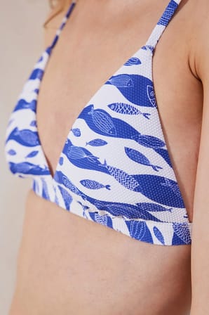 Marine Fish Üçgen Fit Dokulu Çok Renkli Bikini Üstü