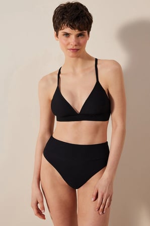 Mary Yüksek Bel Dokulu Siyah Bikini Altı