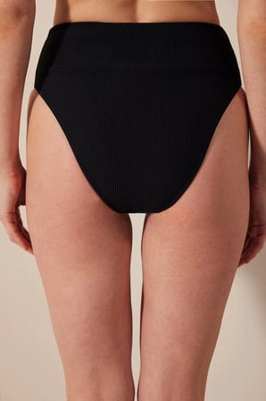 Mary Yüksek Bel Dokulu Siyah Bikini Altı