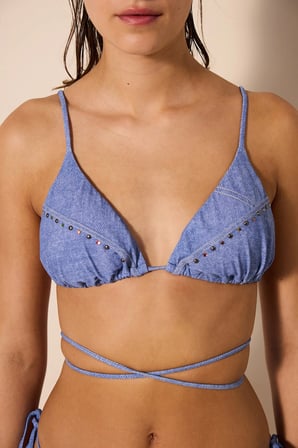 Jade Üçgen Zımbalı ve Taşlı Çok Renkli Bikini Üstü - Gamze Erçel Koleksiyonu