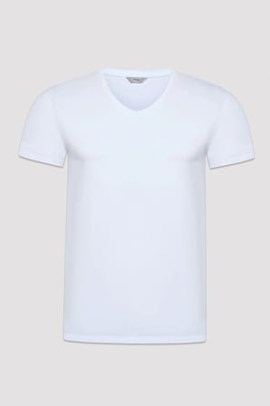 Erkek V Neck Beyaz Tişört