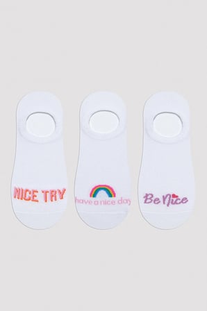 Rainbow Beyaz 3lü Sneaker Çorap