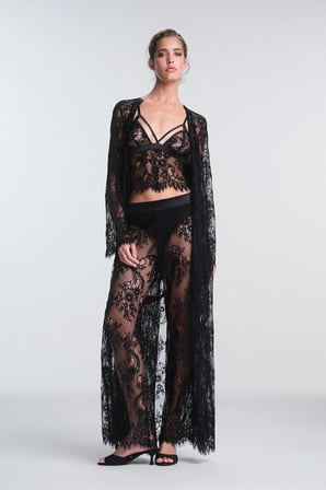 Pirra Lace Dantel Siyah Sabahlık - Privee Koleksiyonu