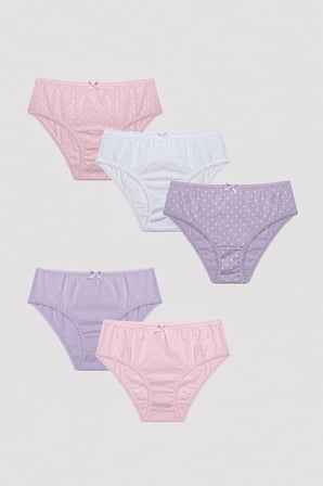 Kız Çocuk Çok Renkli Basic Pamuklu 5li Slip Külot