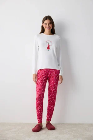 Bloom Beyaz Tişört Pijama Üstü