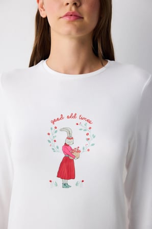 Bloom Beyaz Tişört Pijama Üstü
