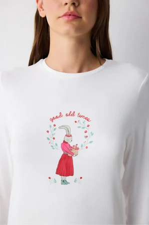 Bloom Beyaz Tişört Pijama Üstü