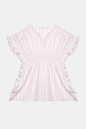 Kız Çocuk Shinny Pembe Çizgili Kaftan