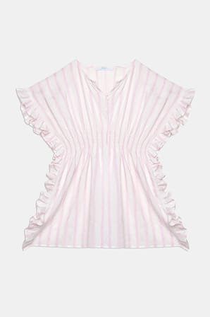 Kız Çocuk Shinny Pembe Çizgili Kaftan