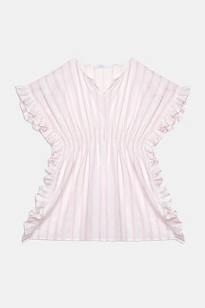 Kız Çocuk Shinny Pembe Çizgili Kaftan