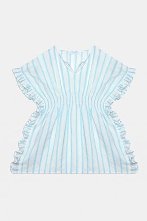 Kız Çocuk Shinny Mint Rengi Çizgili Kaftan