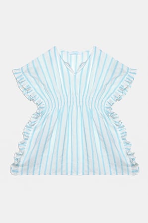 Kız Çocuk Shinny Mint Rengi Çizgili Kaftan