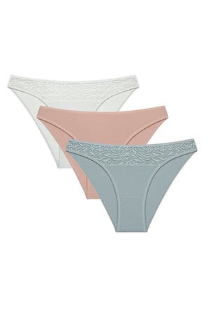Leaf Tones Dantel Detaylı Pamuklu 3lü Çok Renkli Slip Külot
