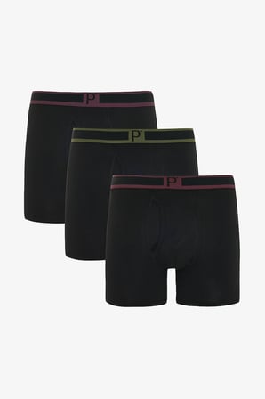 Erkek Pamuklu 3lü Siyah Çok Renkli Boxer