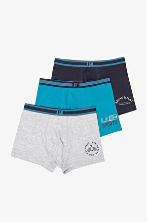 Slogan 3lü Çok Renkli Boxer