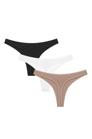 New Basic Çok Renkli 3'lü Pamuklu Tanga Külot