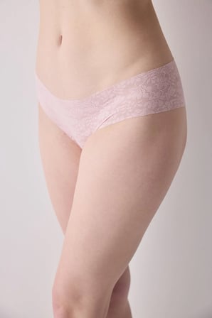 Invisible Lazer Kesim Lacy Dantel Cheeky Gül Kurusu Pembe Hipster Külot