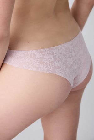 Invisible Lazer Kesim Lacy Dantel Gül Kurusu Pembe Brazilian Külot