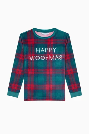 Unisex Çocuk Plaid Kırmızı Pijama Takımı