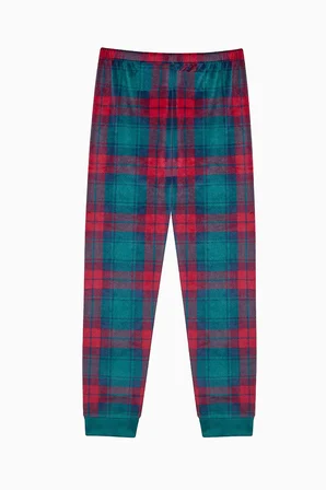 Unisex Çocuk Plaid Kırmızı Pijama Takımı