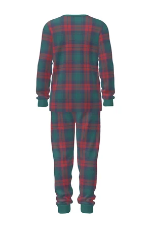 Unisex Çocuk Plaid Kırmızı Pijama Takımı