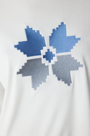 Cute Snowflake Fuzzy Kırık Beyaz Sweatshirt Pijama Üstü