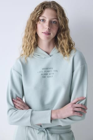 Açık Yeşil Kapüşonlu Ribana detaylı Sweatshirt