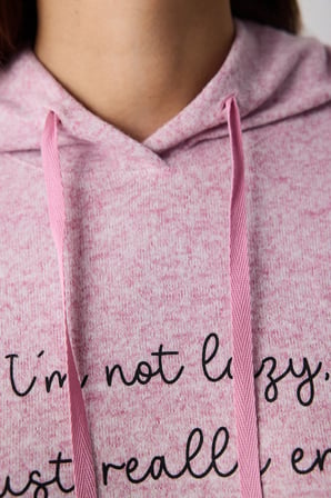 Maybe Later Kapüşonlu Lila Sweatshirt Pijama Üstü