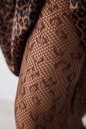 Leopard File Kahverengi Külotlu Çorap 