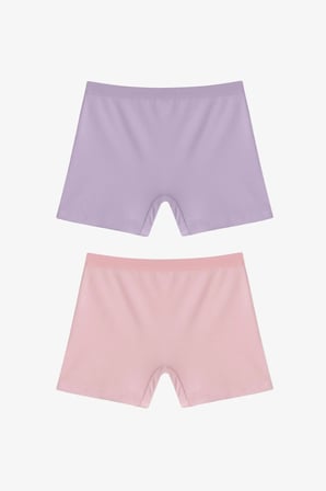 Kız Çocuk Basic 2li Çok Renkli Uzun Boxer