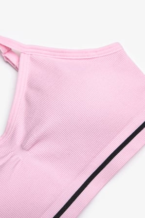 Kız Çocuk Seamless Dikişsiz Açık Pembe Lila Pamuklu Kısa Üst