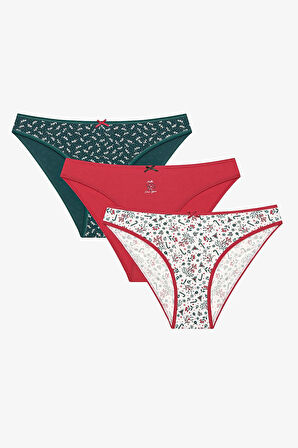 Hello New Year 3lü Pamuklu Çok Renkli Slip Külot